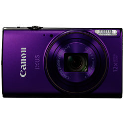 Canon IXUS 285 HS Digital Camera Kit, Full HD 1080p, 20.2MP, 12x Optical Zoom, 24x Zoom Plus, Wi-Fi, NFC, 3 LCD Screen With Leather Case & 8GB SD Card Purple